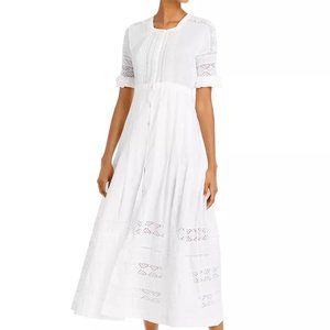 LoveShackFancy Edie Lace Short Sleeve Midi Shirt Dress NWT Never Worn